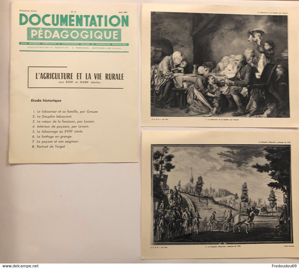 Documentation Pédagogique - Ecole - L'agriculture Et La Vie Rurale Aux XVIIeme Et XVIIIeme Siécles - Juin 1954 - Fiches Didactiques