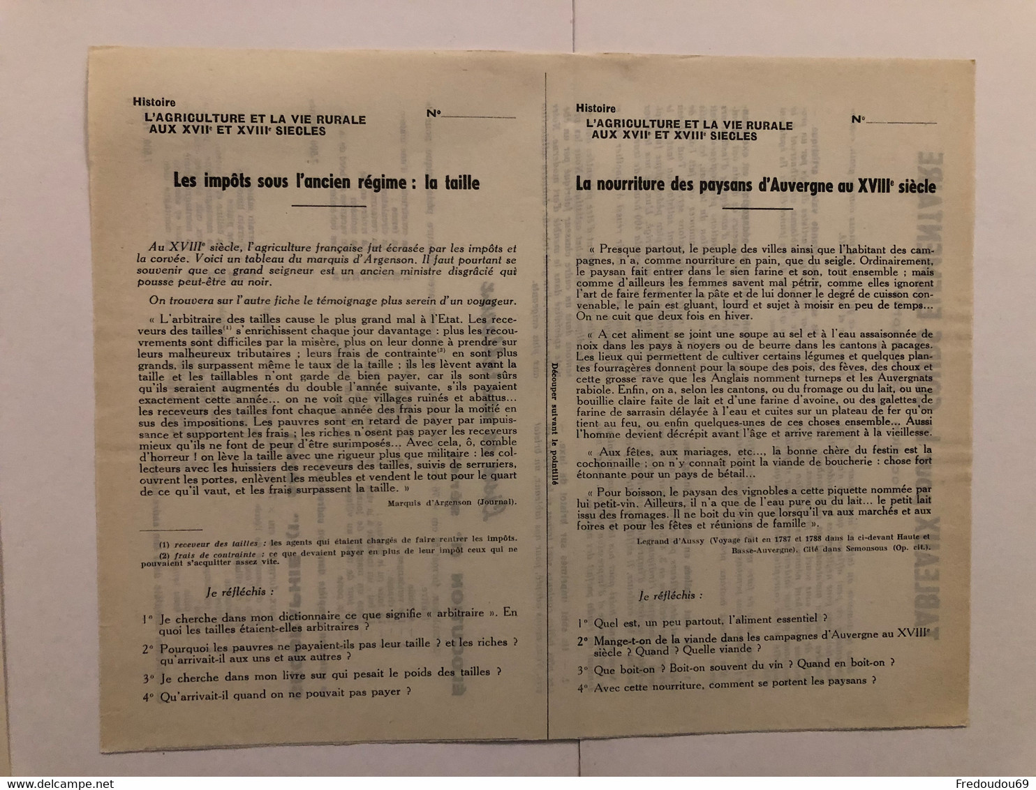 Documentation Pédagogique - Ecole - L'agriculture Et La Vie Rurale Aux XVIIeme Et XVIIIeme Siécles - Juin 1954 - Lesekarten