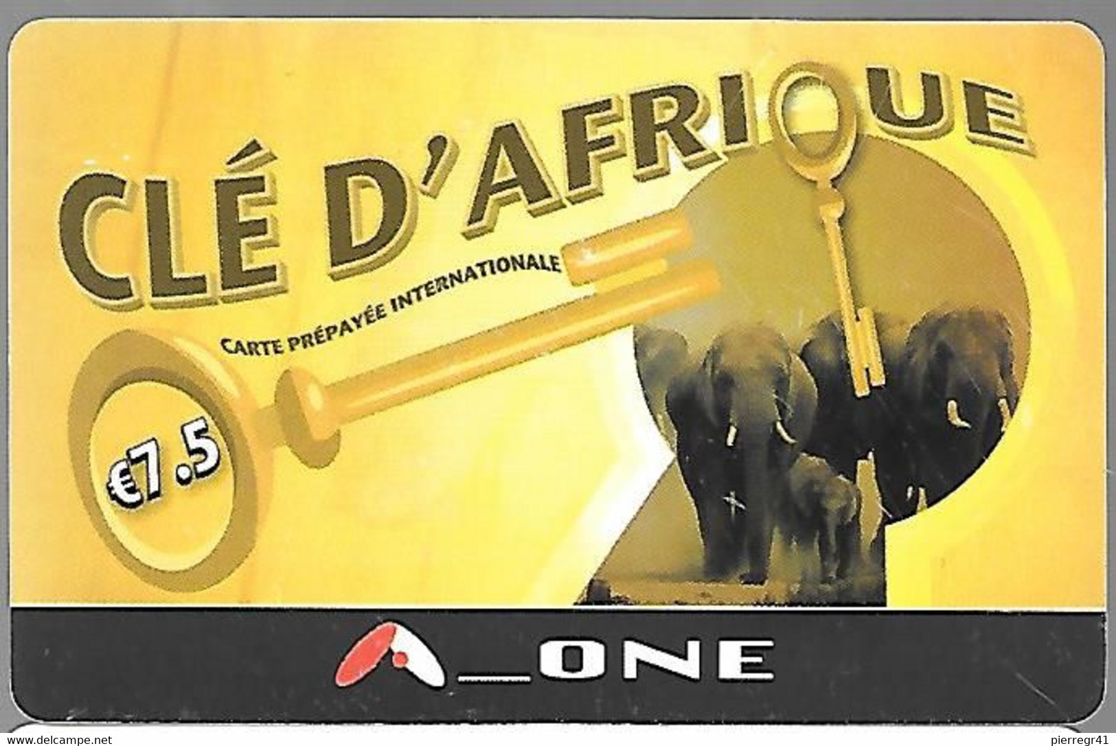 CARTE²-PREPAYEE-CLE D AFRIQUE-7,5€-Troupe ELEPHANTS-Sans Date-V°3 Cadres-Gratté-Plastic Fin-BE/RARE     - - Oerwoud