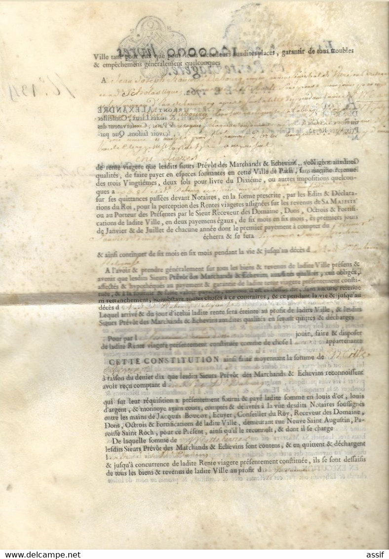 Paris Emprunt 1762. 2 Titres De Rente Viagère X 1000 Livres  Prévôt De Pontcarré Religieuses St Sulpice La Forêt - Historical Documents