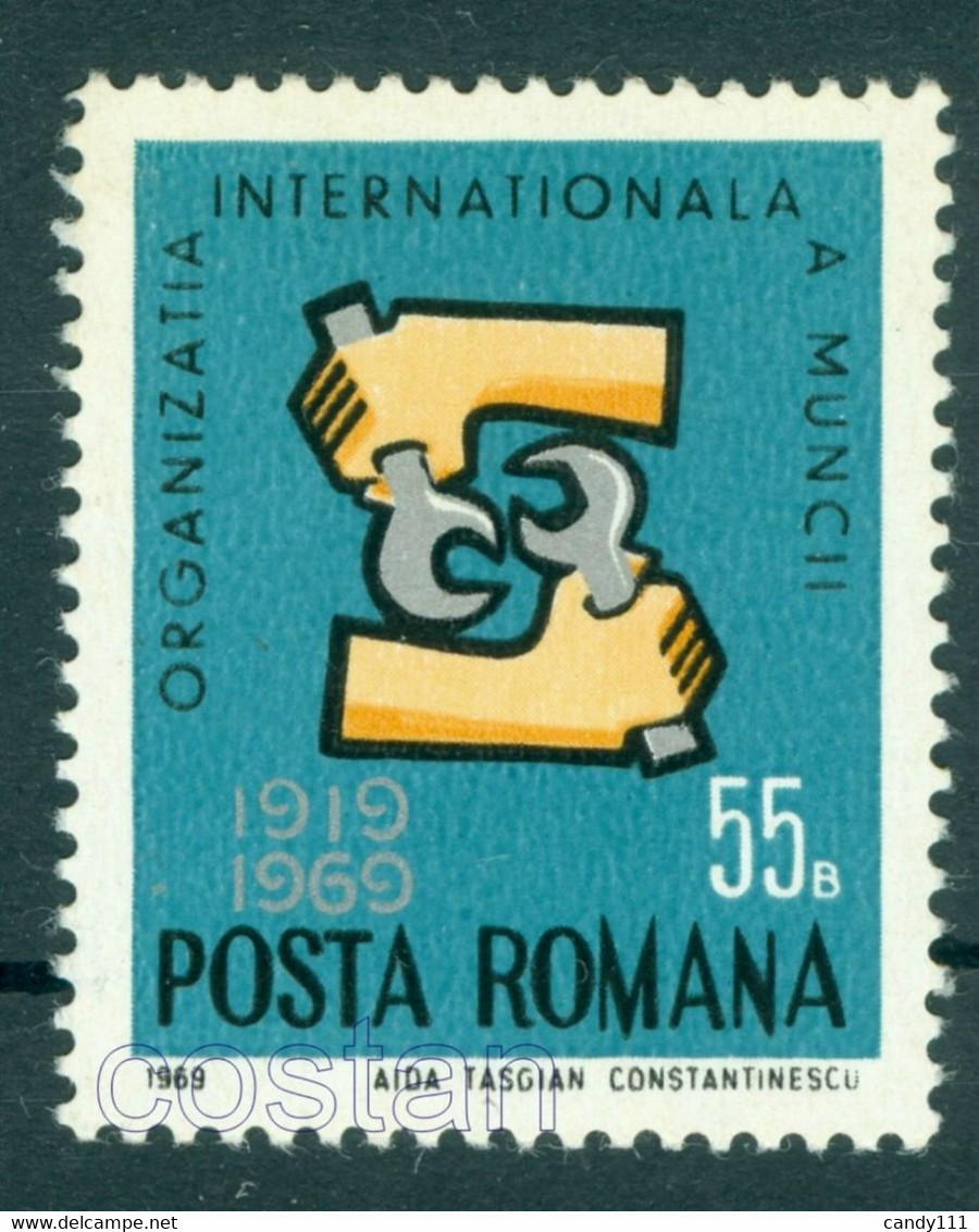 1969 ILO, International Labor Organisation,Hands,Wrench,Romania,Mi.2763,MNH - ILO