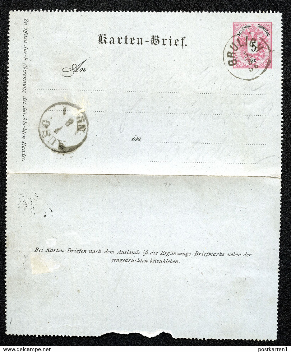 ÖSTERREICH Kartenbrief K8 Gebraucht Grulich Králíky - Potsdam 1886 Kat. 8,00 € - Carte-Lettere