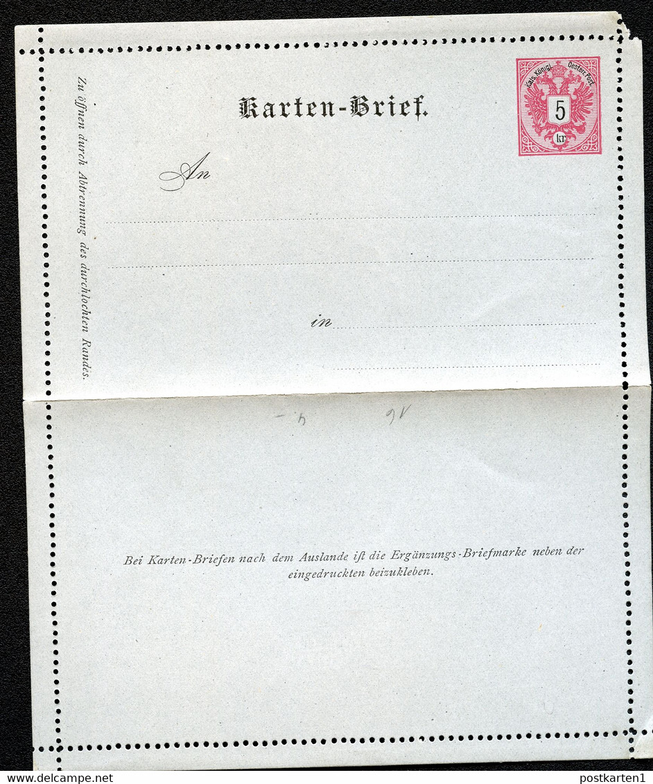 ÖSTERREICH Kartenbrief K8 Deutsch Gez. L9.5 1886 Kat. 13,00 € - Carte-Lettere