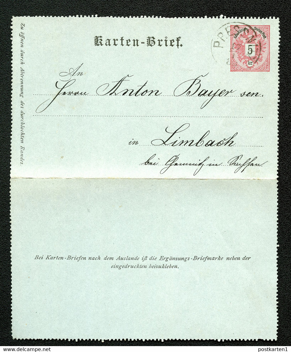 ÖSTERREICH Kartenbrief K8 Gebraucht Preßnitz Přísečnice - Limbach 1888 - Letter-Cards