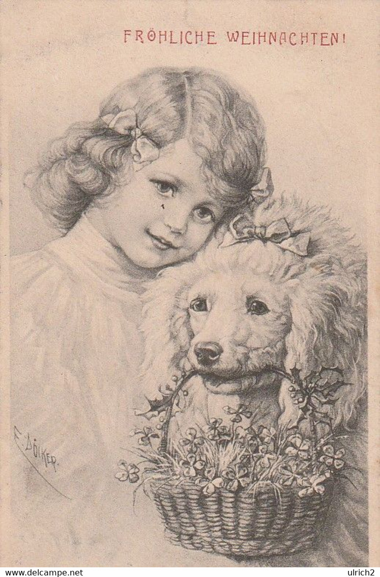 AK Fröhliche Weihnachten - Mädchen Mit Hund - 1905 (59187) - Otros & Sin Clasificación