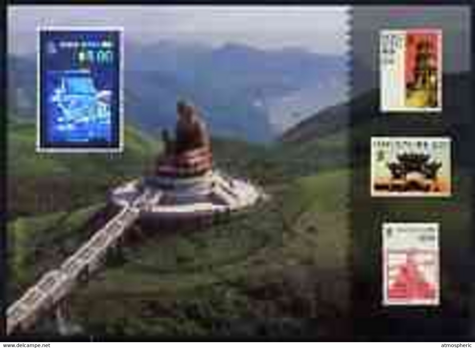 Hong Kong 1996 Hong Kong '97 Stamp Exhibition Hologram Postcard No 7 (Wong Tai Sin Temple) Showing $5 Temple Stamp In Ho - Briefe U. Dokumente