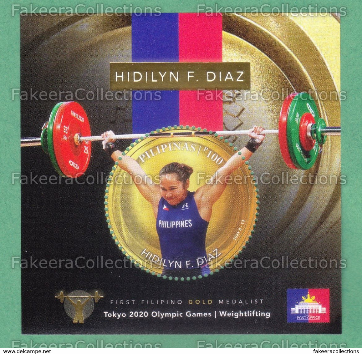 PHILIPPINES 2021 PILIPINAS - HIDILYN F DIAZ TOKYO OLYMPICS GOLD MEDALIST 1v M/S MNH ** - Olympic Games Weightlifting - Sommer 2020: Tokio