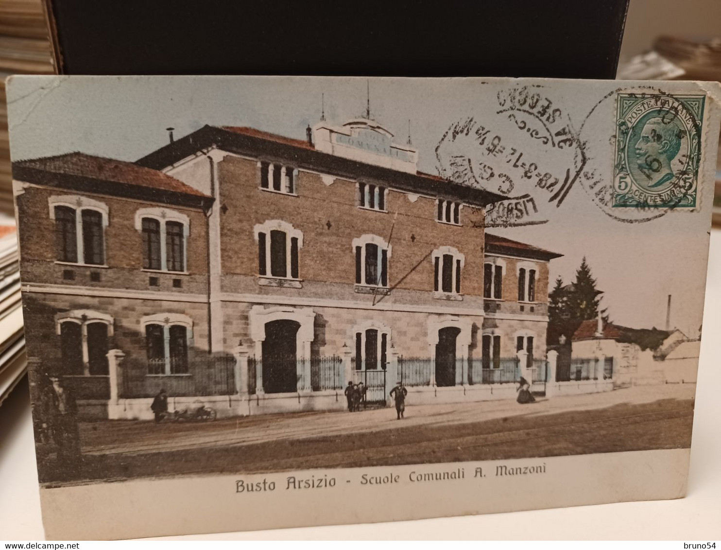 Cartolina Busto Arsizio Prov Varese Scuole Comunali A Manzoni 1912 Timbro - Busto Arsizio