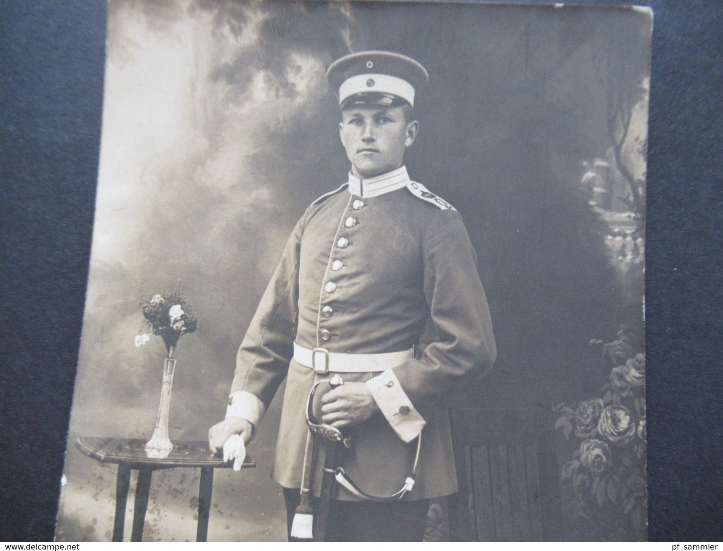 Militär / Soldat In Voller Uniform Mit Säbel / Degen Echtfoto 1.WK 1916 Ludwigsburg Dragoner Regiment - Guerre 1914-18