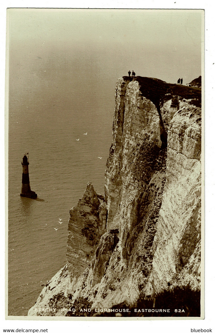 Ref 1511 - Real Photo Postcard - Beachy Head Watch Tower Lighthouse - Special Cachet - Sussex - Eastbourne