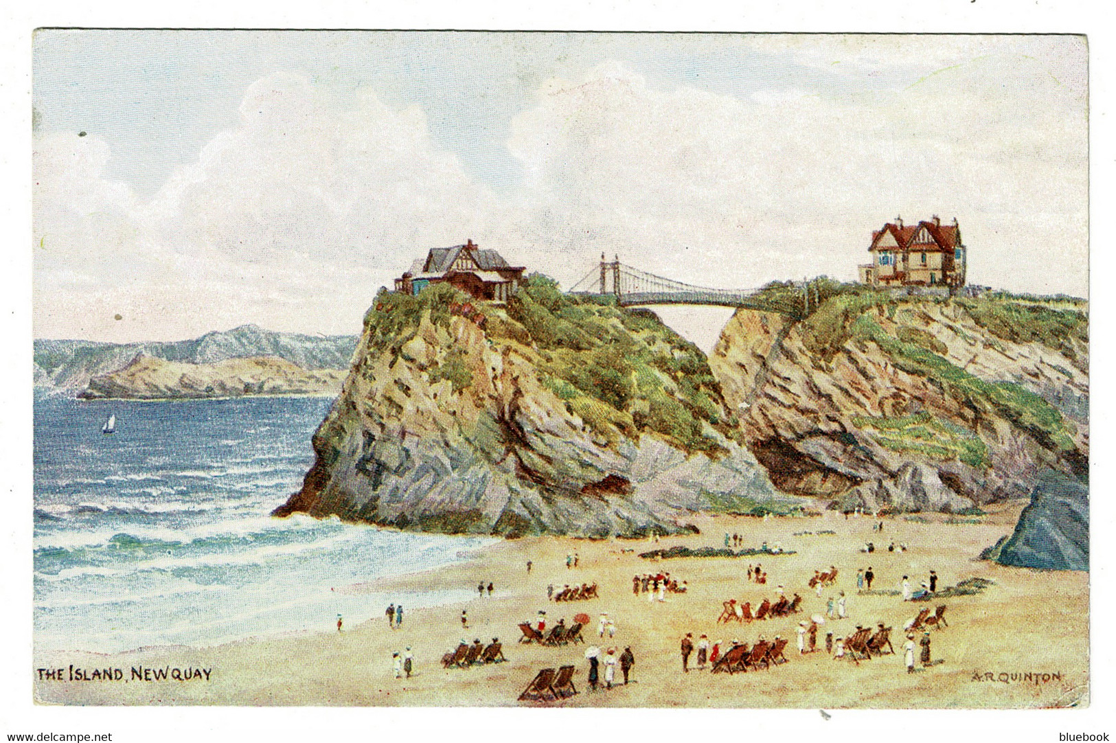 Ref 1512 - J. Salmon ARQ A.R.Q. Quinton Postcard - The Island Newquay  - Cornwall - Newquay