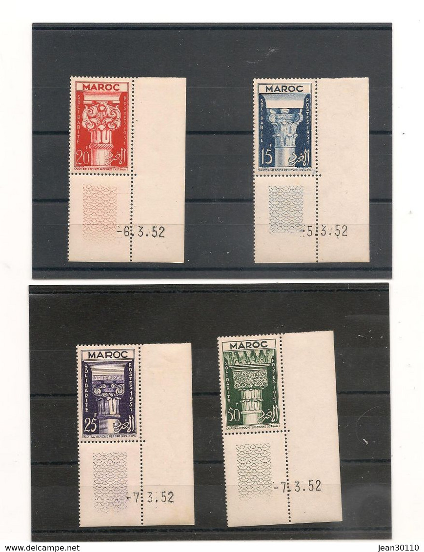 COLONIES FRANÇAISE MAROC 1952 N° Y/T 315/318** COINS DATES Côte : 13,50 € - Unused Stamps