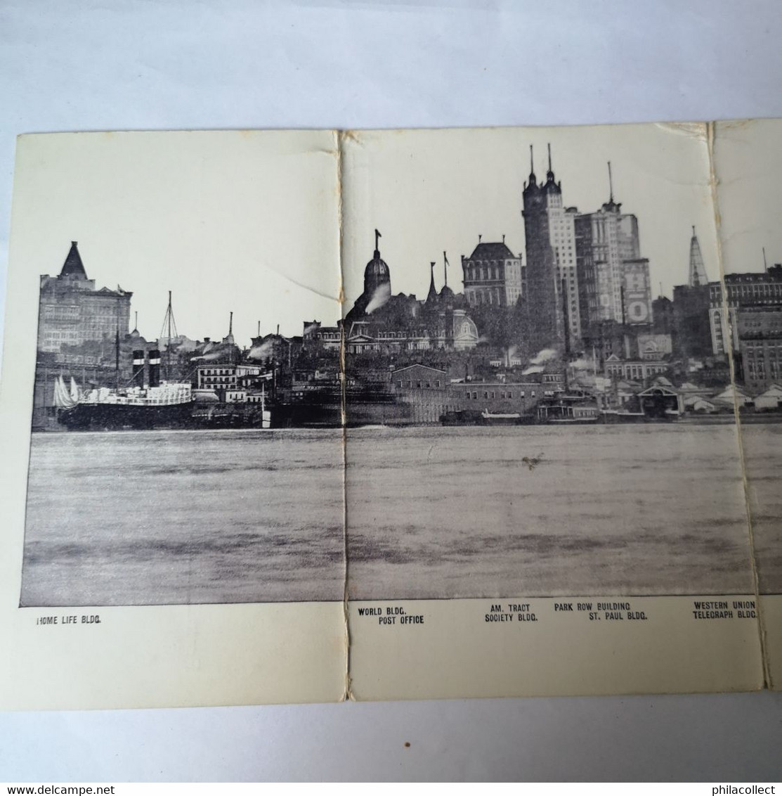 USA / Rare Multi Fold Panorama Mail Card / View Of NEW York City And North River 19?? Signs Of Ware // POSTAGE € 3,20 - Altri & Non Classificati