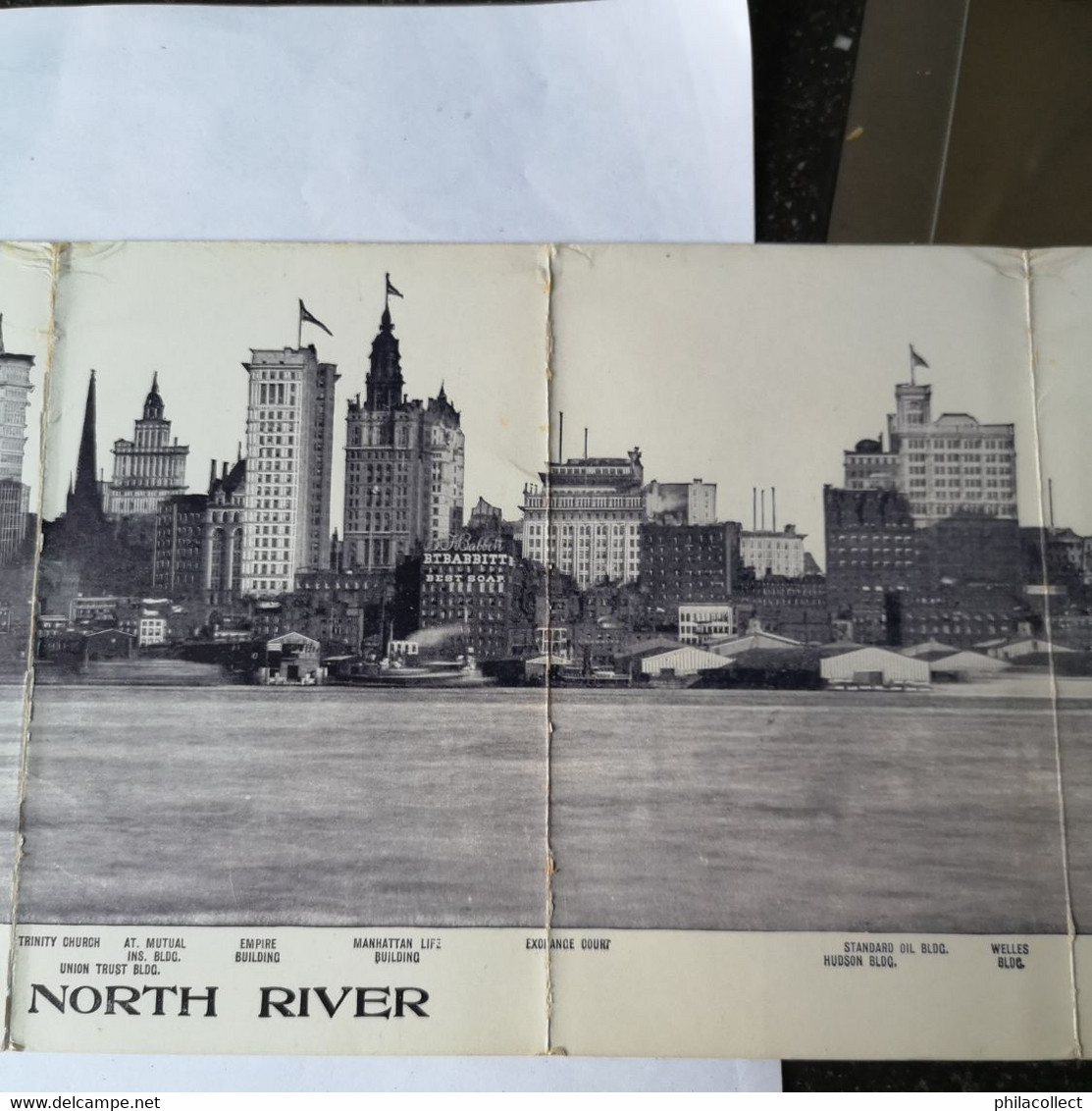 USA / Rare Multi Fold Panorama Mail Card / View Of NEW York City And North River 19?? Signs Of Ware // POSTAGE € 3,20 - Otros & Sin Clasificación