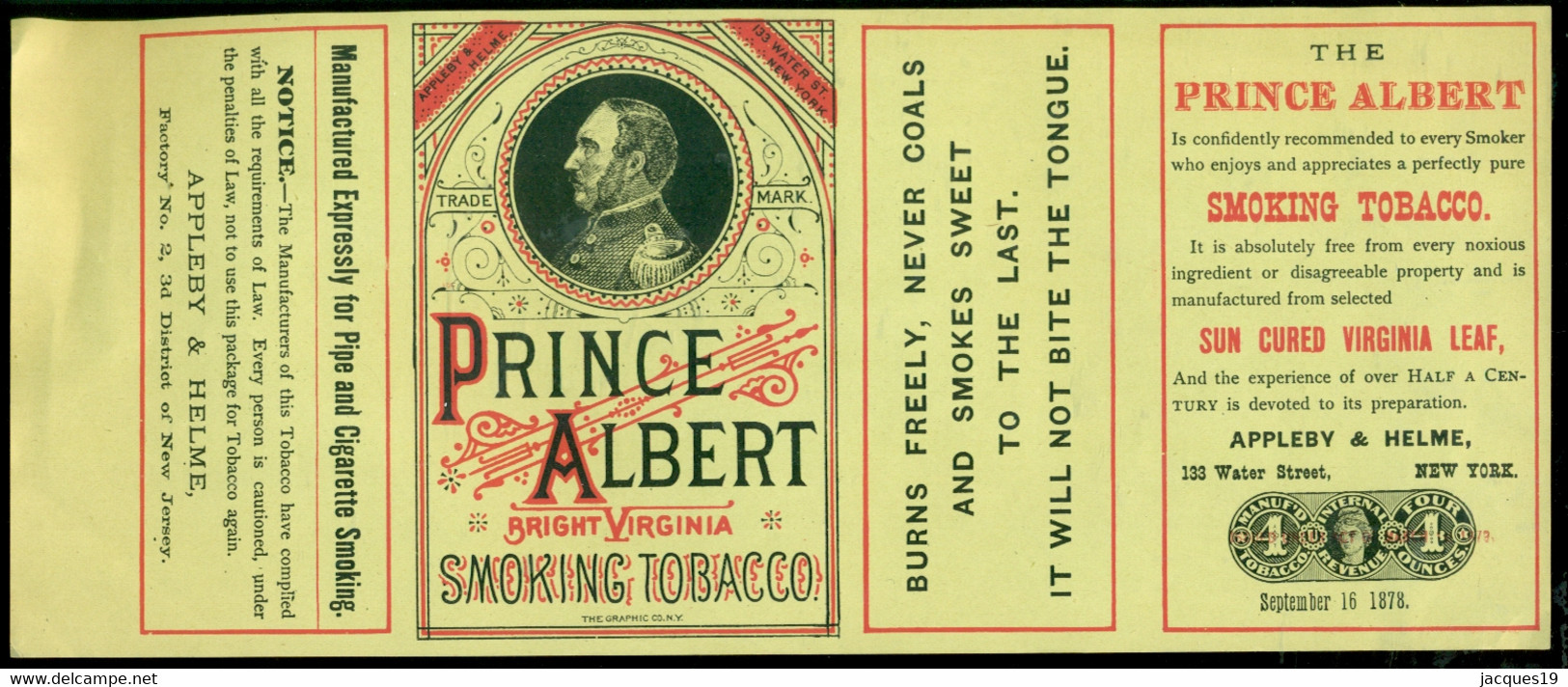 USA Tax-Paid Tobacco Issue Appleby & Helme IRONSIDES (Hicks PW8-1). Full Wrapper For PW8-1, Dated Sep. 16, 1878. - Non Classificati