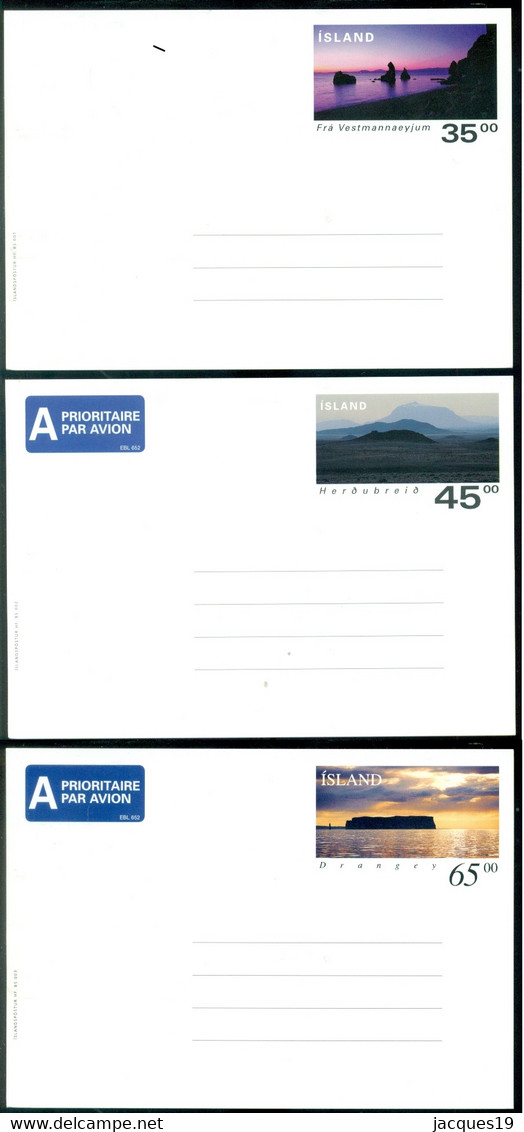 Iceland 1998 Cards (3) Airpost Stationary Unused Mint - Luftpost