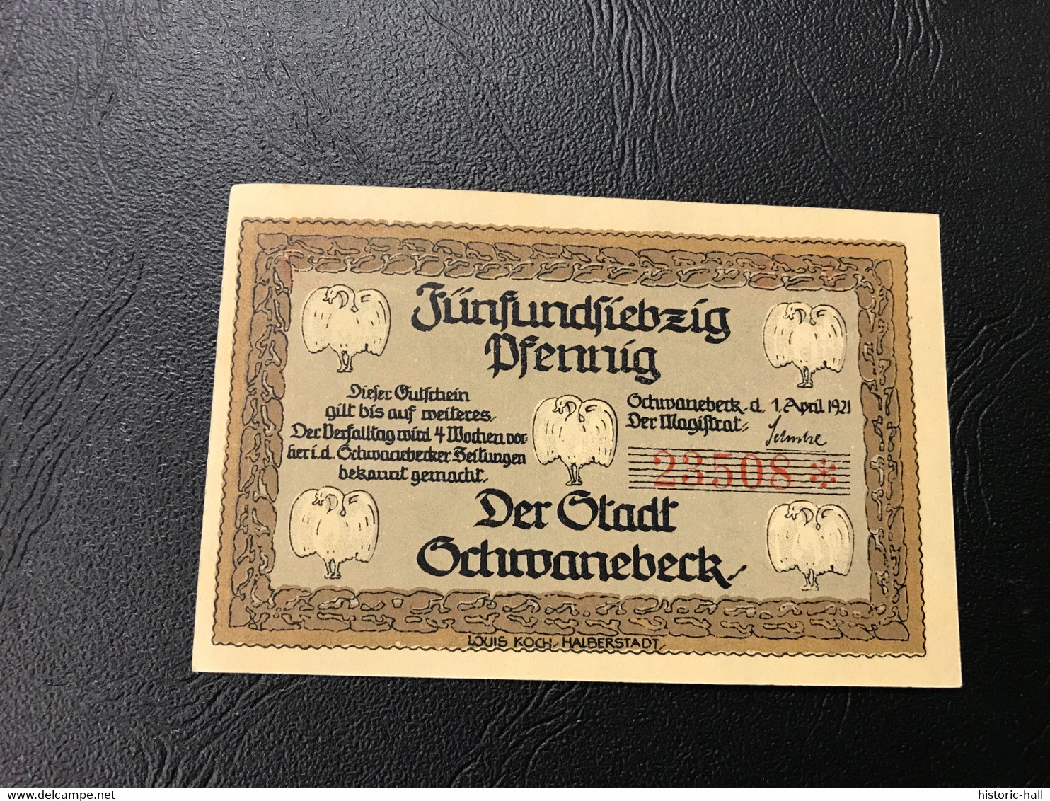 Notgeld - Billet Necéssité Allemagne - 75 Pfennig - Schwanebeck - 1 Avril 1921 - Ohne Zuordnung