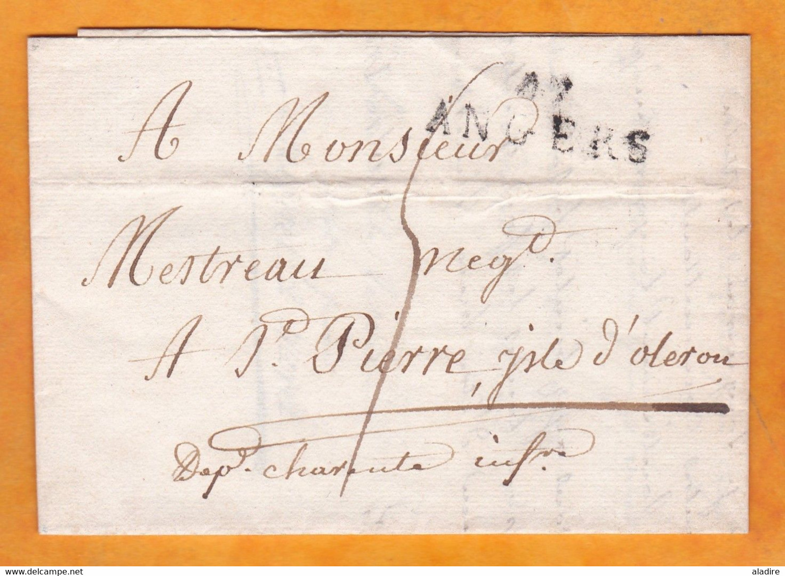 1821 - Marque Postale 47 ANGERS (35 X 11mm) Sur Lettre Pliée De Beaufort Vers SAINT PIERRE OLERON - 1801-1848: Précurseurs XIX