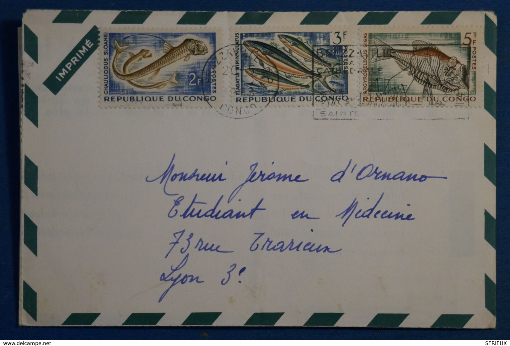 A0 3  CONGO  LETTRE   1960+++ BRAZZA POUR LYON  + PUB+AFFRANCH. INTERESSANT - Oblitérés