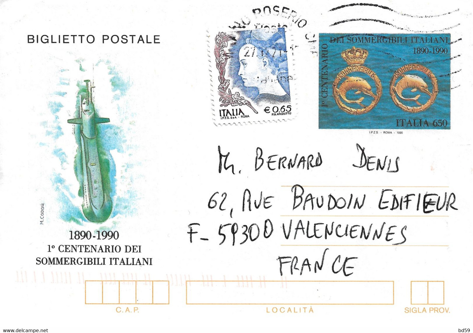 ITALIE Entier Postal Stationnery Thème Sous-marins Uboot Submarine - Sous-marins