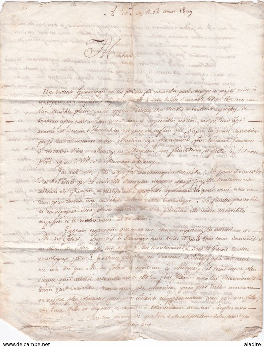 1819 - Marque Postale 30 TOULOUSE (42 X 11 Mm) Sur Lettre Pliée De 2 Pages Vers SAINT CLAR, Gers - Taxe 4 - 1801-1848: Précurseurs XIX