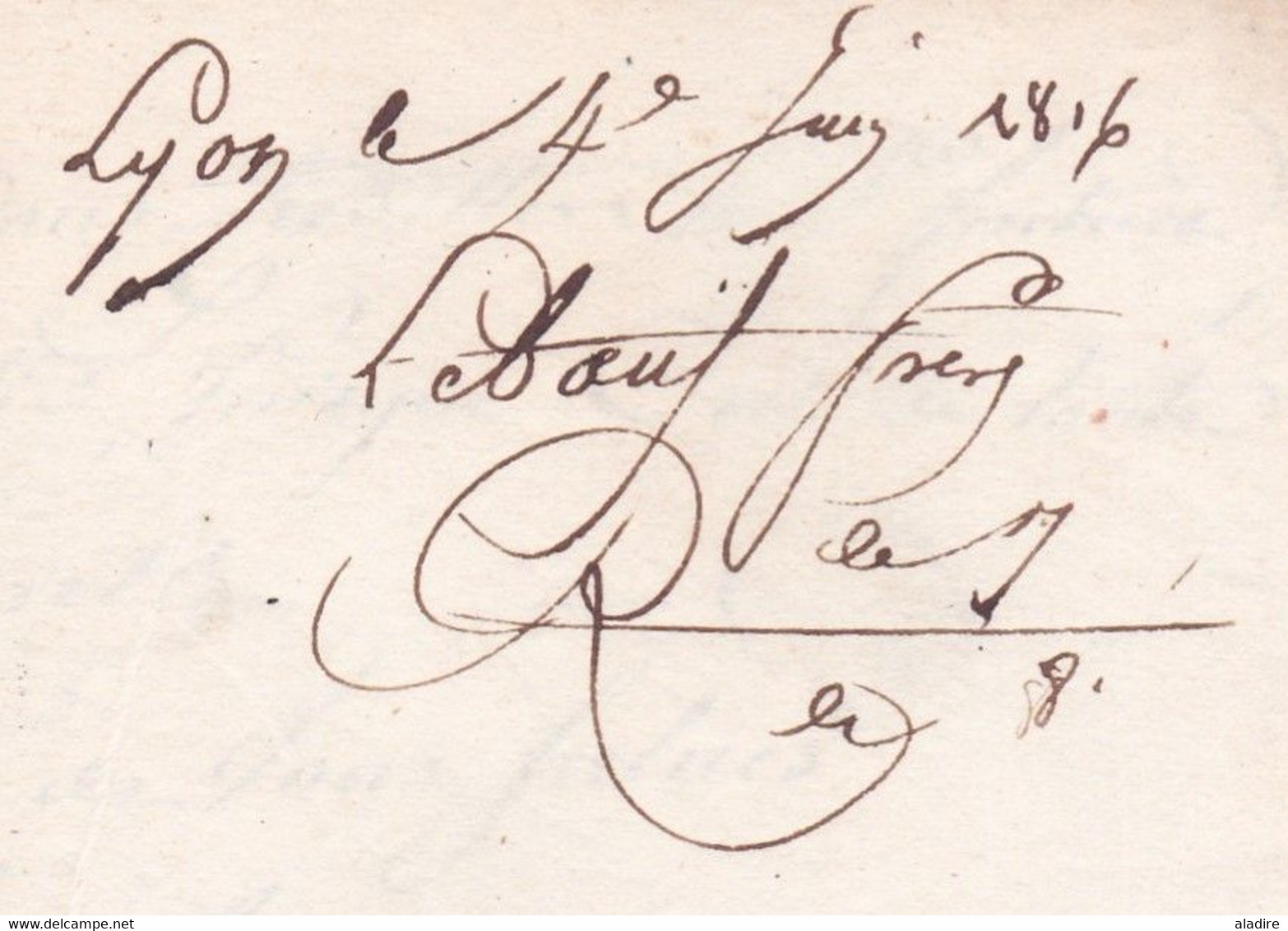 1816 - Marque Postale 68 LYON Sur Lettre Pliée De 2 Pages Vers DRAGUIGNAN, Var - Taxe 6 - 1801-1848: Précurseurs XIX