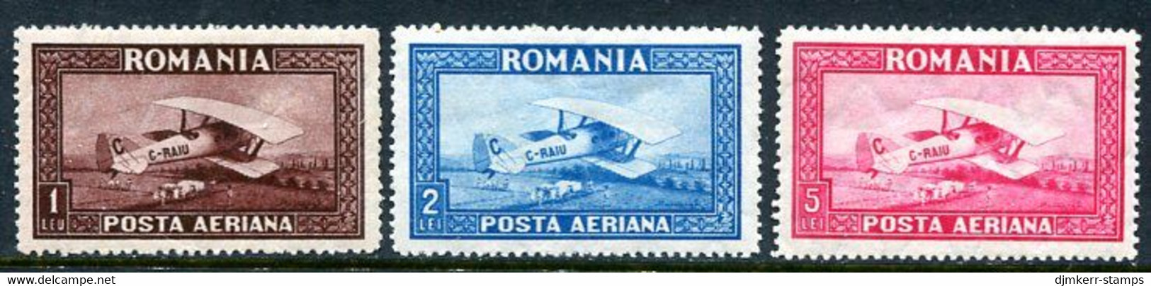 ROMANIA 1928 Airmail Set With Horizontal Watermark  MNH / **.  Michel 336-38Y - Ongebruikt