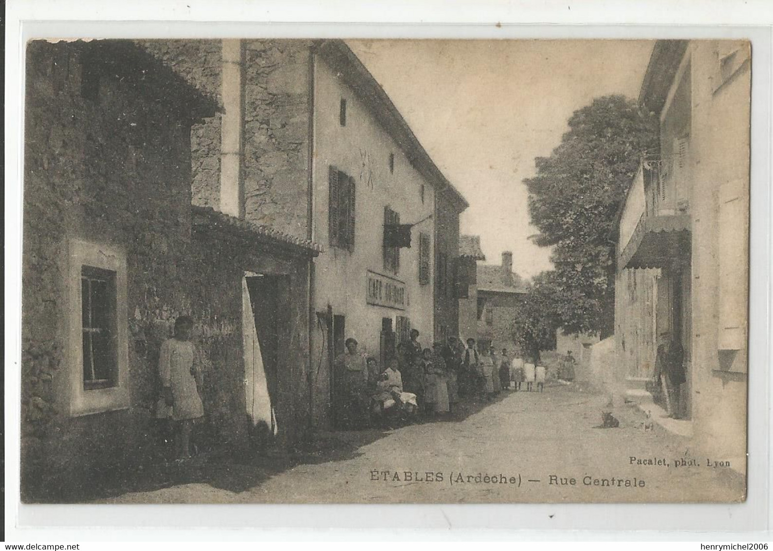 07 Ardèche étables Café Animé A La Rue Centrale 1923 - Other & Unclassified