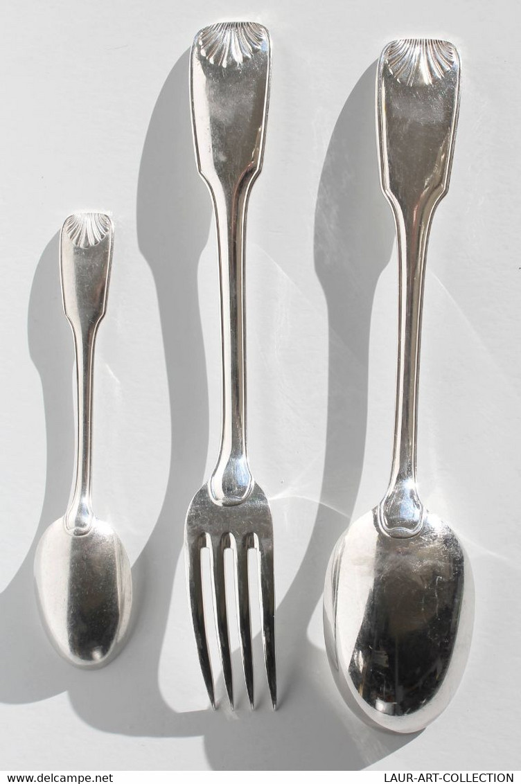 FOURCHETTE ET 2 CUILLERE SOUPE & CAFE - METAL ARGENTÉ POINCON - SERVICE DE TABLE                    (050721.39) - Forks