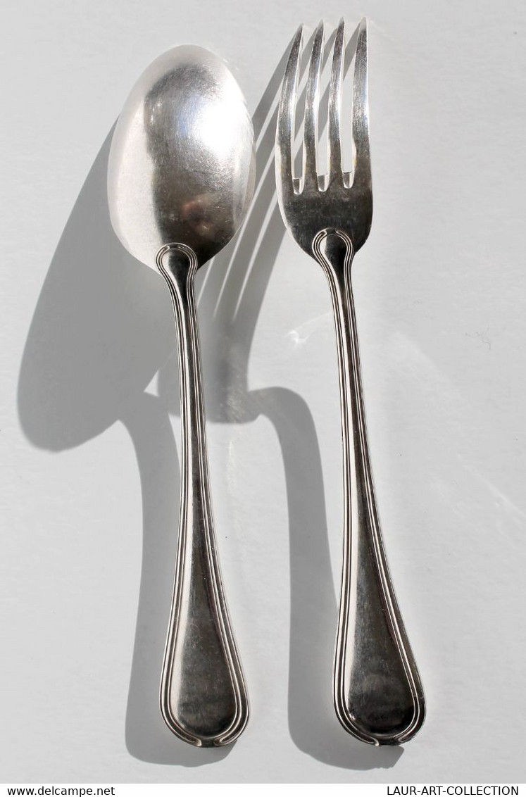 FOURCHETTE ET CUILLERE EN METAL ARGENTÉ - POINCONS - SERVICE DE TABLE - L:17cm                    (050721.41) - Gabeln