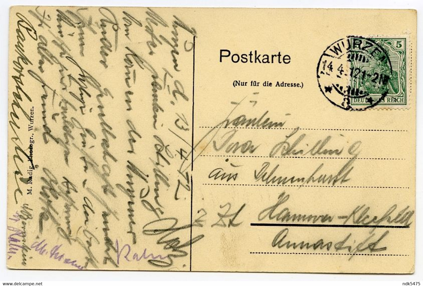 ALLEMAGNE : WURZEN RUDERGESSELLSCHAFT / ADRESSE - HANNOVER, KLEEFELD, ANNASTIFT (SCHILLING) - Wurzen