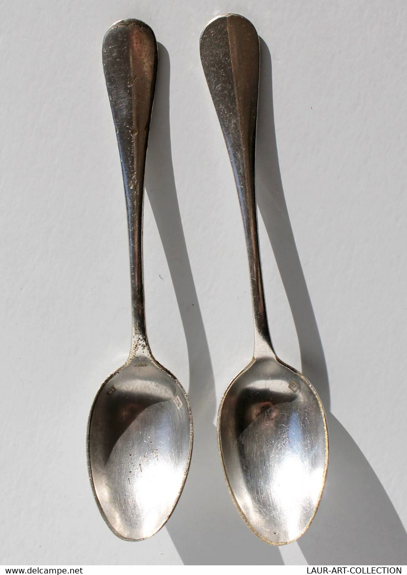 PAIRE DE CUILLERE EN METAL ARGENTÉ - POINCONS + ESTAMPILLE - COUVERT L:14,5cm                    (050721.43) - Spoons