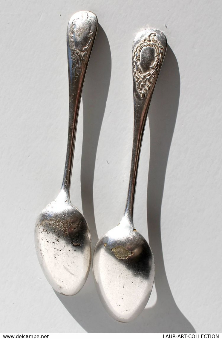 PAIRE DE CUILLERE EN METAL ARGENTÉ - POINCONS + ESTAMPILLE - COUVERT L:14,5cm                    (050721.43) - Spoons