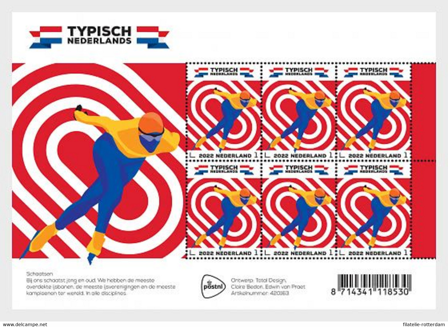 Nederland / The Netherlands - Postfris/MNH - Sheet Typisch Nederlands, Schaatsen 2022 - Nuevos