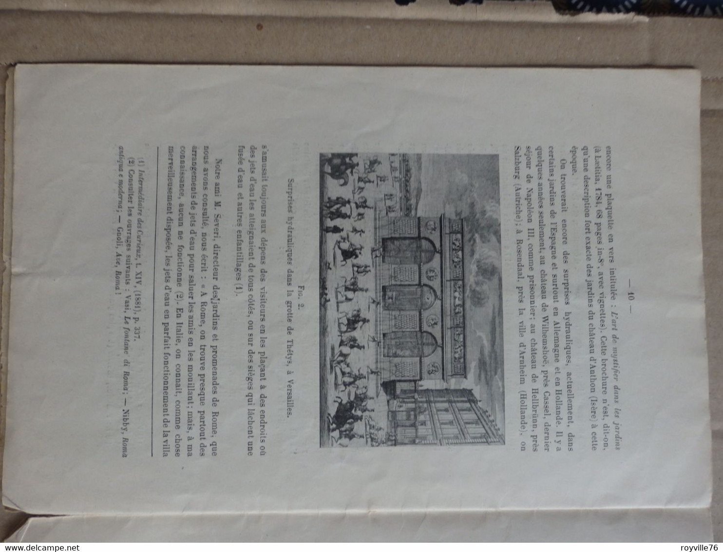 Fascicule "les Surprises Hydrauliques Dans Les Anciens Jardins" Par Georges Gibault Imprimerie De La Cour D'Appel 1914 - Autres Plans