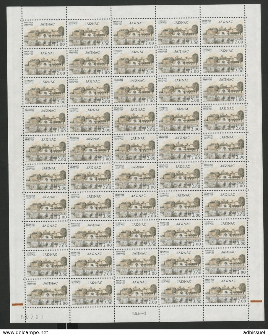 N° 2287  2 Fr JARNAC Feuille De 50 Ex. Vendue à La Valeur Faciale. ** MNH Cote 50 € - Full Sheets