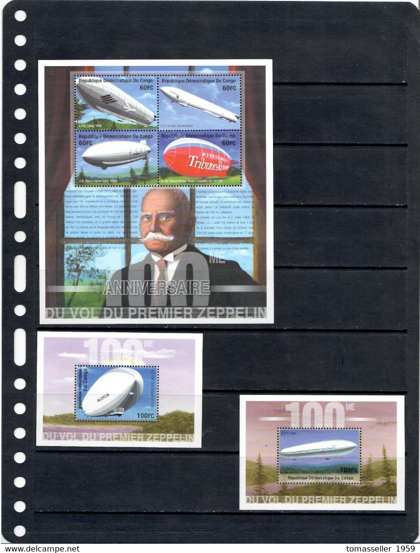 Congo Dem.Republic-Kinshasa-2001- The 100th Anniversary Of The First Passage Of A Zeppelin Airship-3 S/s.MNH - Other & Unclassified