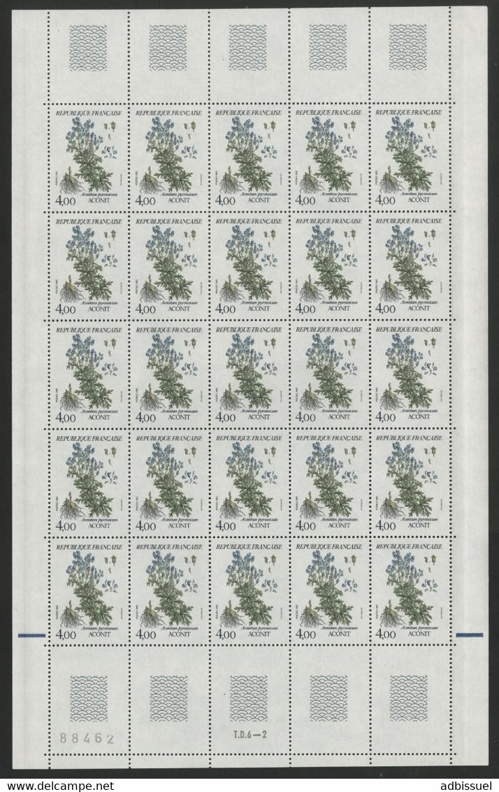 N° 2269  4 Fr ACONIT Feuille De 25 Ex. Vendue à La Valeur Faciale. ** MNH Cote 50 € - Feuilles Complètes