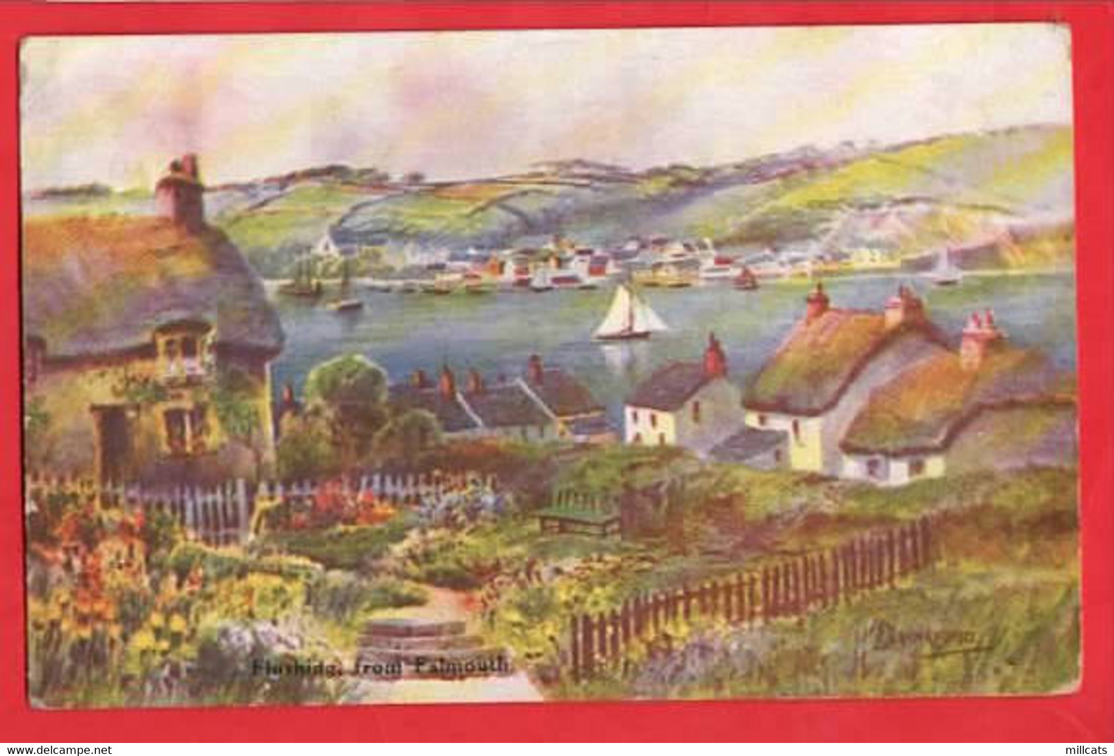 UK CORNWALL    FALMOUTH   FLUSHING FROM FALMOUTH     HANNAFORD ART  Pu 1920 - Falmouth