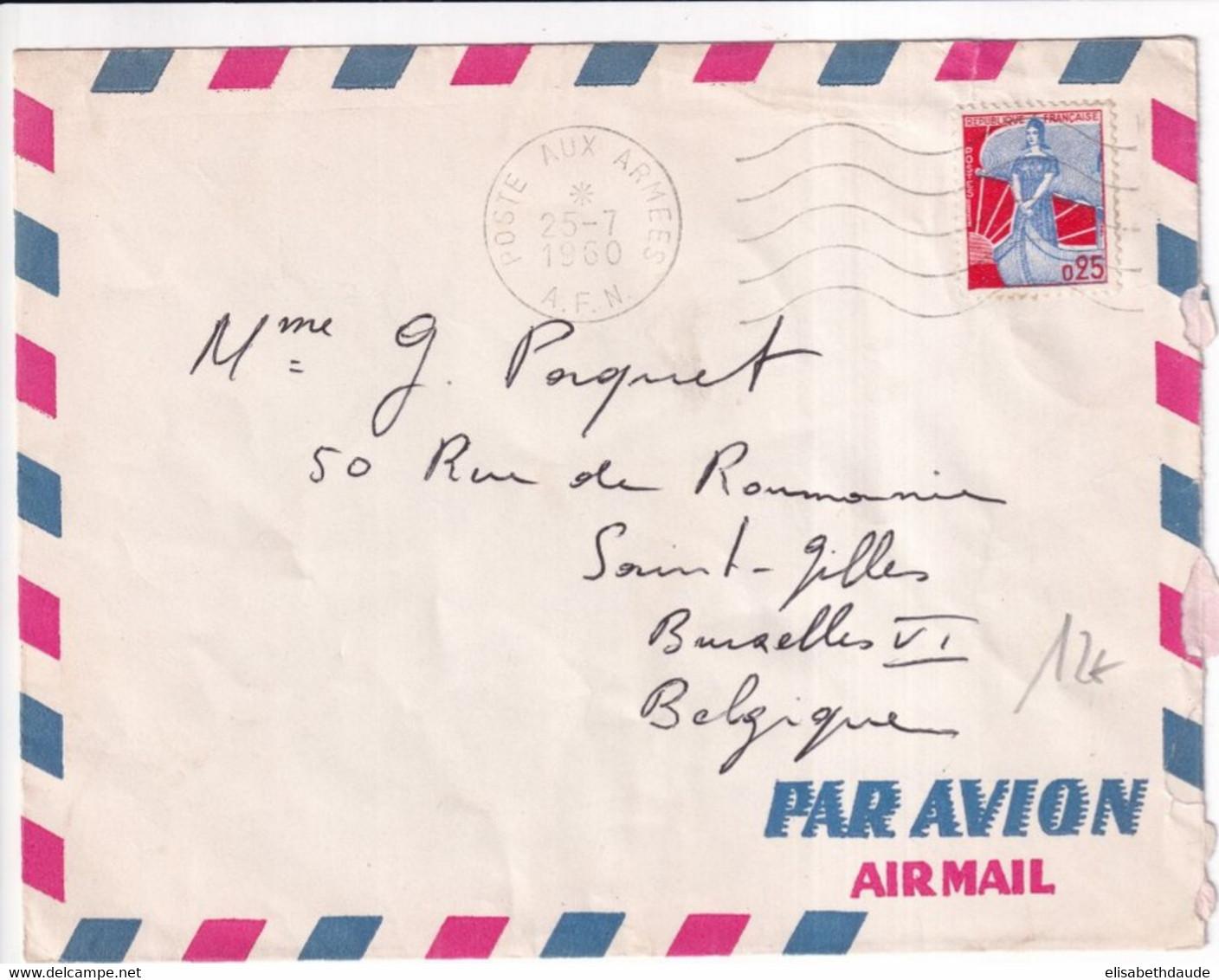 1960 - ALGERIE - ENVELOPPE FM POSTE AUX ARMEES SP89004 AFFRANCHIE ! => BELGIQUE ! - Oorlog In Algerije