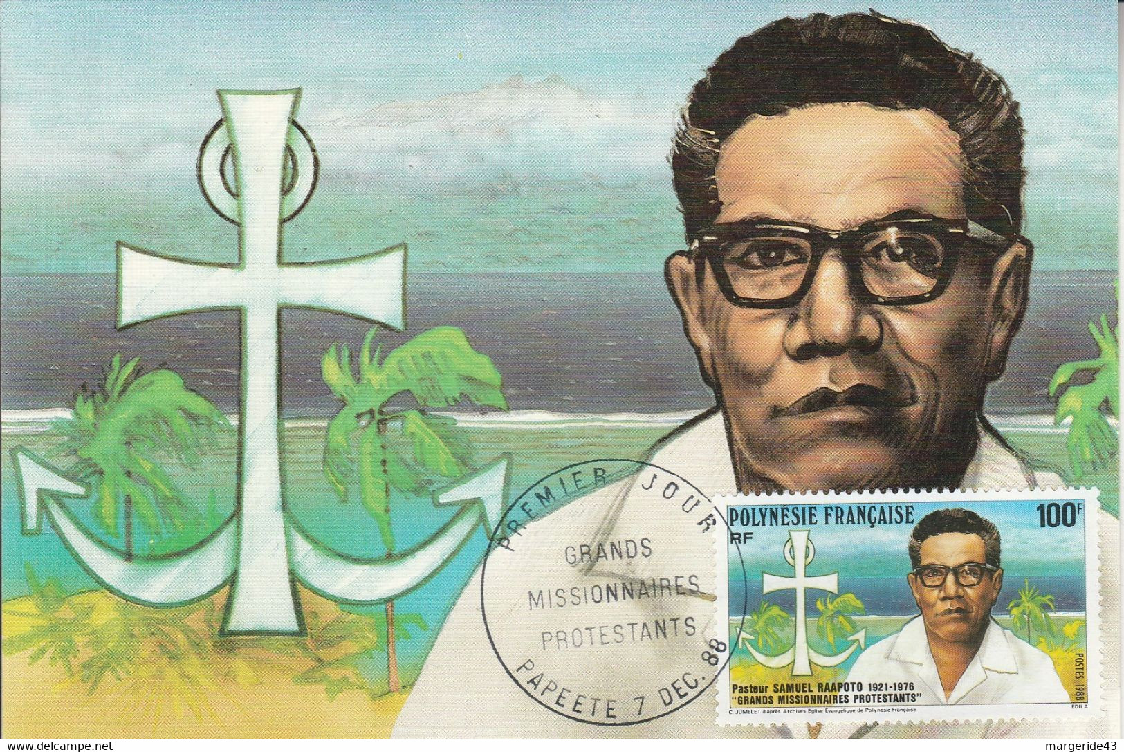 POLYNESIE 1988 MISSIONNAIRES PROTESTANTS - Cartes-maximum