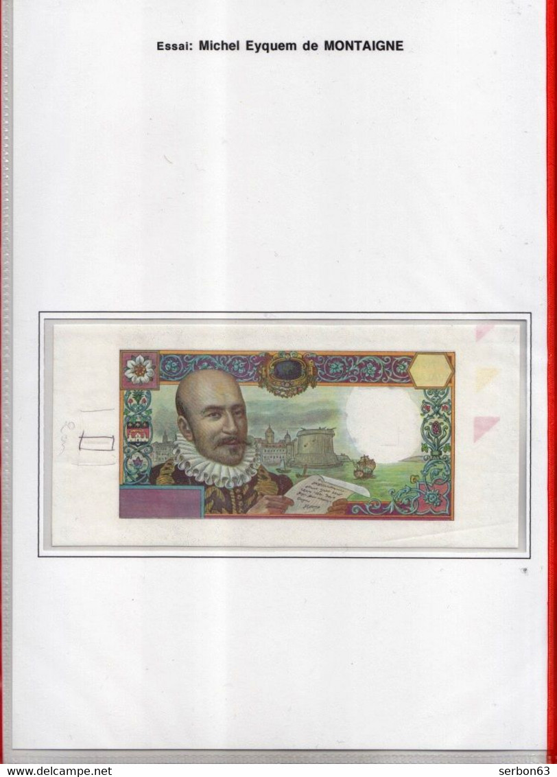 MONTAIGNE VIGNETTE PROJET EXPÉRIMENTATION DU BILLET RECTO ET VERSO PAPIER AVEC FILIGRANE (L+ TRAIT) COLLECTION PRIVÉE - Fictifs & Spécimens