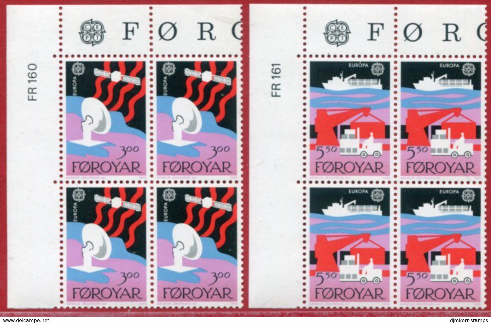 FAROE IS. 1988 Europa: Transport And Communications In Corner Blocks Of 4 MNH / **.  Michel 166-67 - Faroe Islands