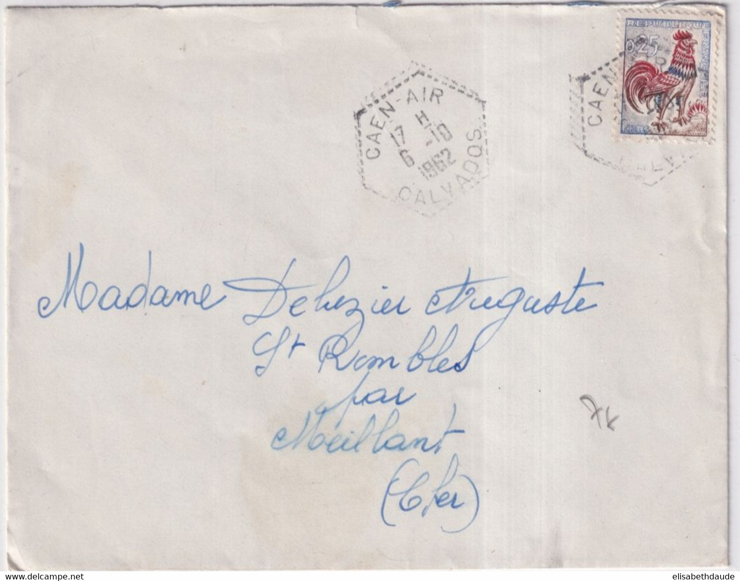 1962 - BASE AERIENNE De CAEN (CALVADOS) - ENVELOPPE De CAEN AIR ! => MEILLANT - Military Postmarks From 1900 (out Of Wars Periods)
