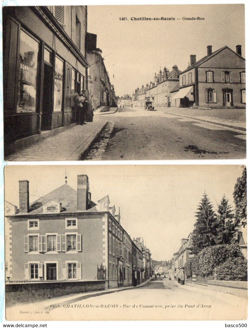 1908 CHATILLON En BAZOIS : 4 Cartes Sur Le BOURG - Chatillon En Bazois