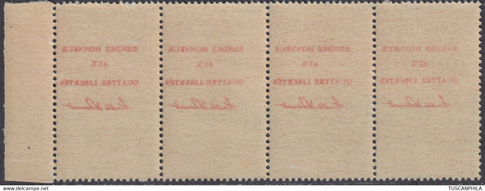 Corpo Polacco Striscia Di 4 80 C. Violetto Sass. 22 MNH** Var. Sovrastampati - 1946-47 Période Corpo Polacco