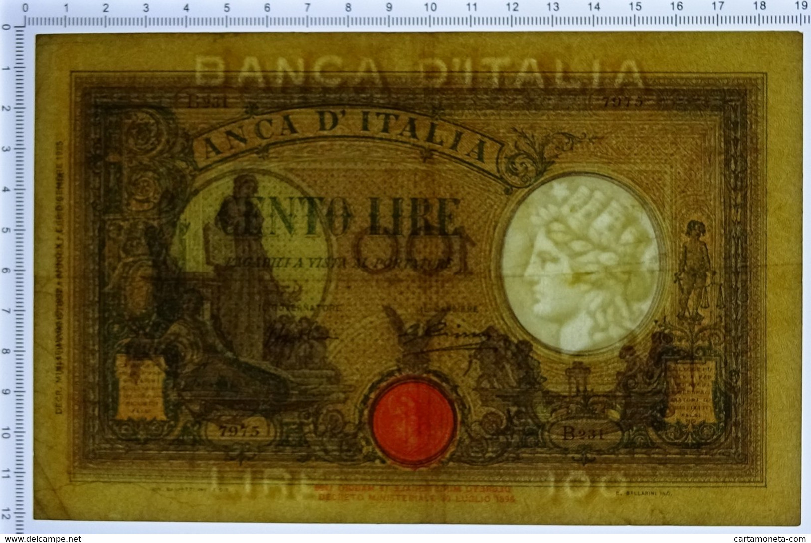 100 LIRE BARBETTI GRANDE B AZZURRO TESTINA FASCIO 16/05/1932 BB+ - Regno D'Italia – Autres