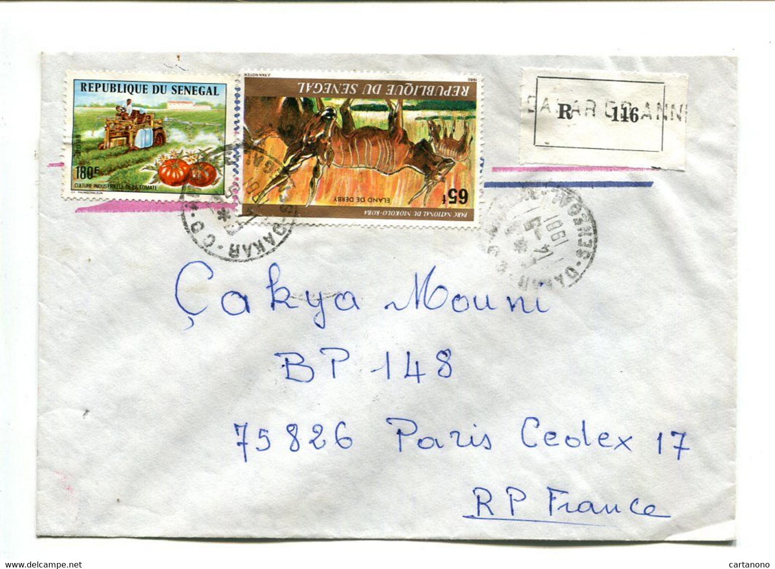 SENEGAL 1981- Affr. Sur Lettre Recommandée  -  Animaux / Agriculture - Sénégal (1960-...)