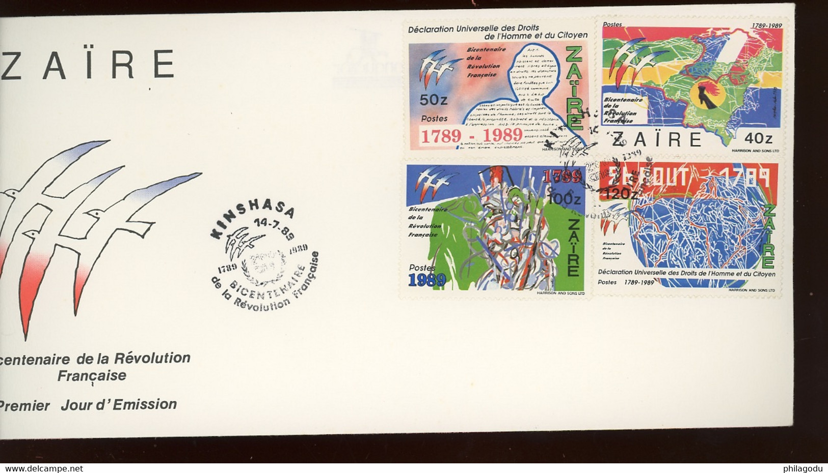 1989.  . FDC Anniversaire Révolution Française - 1980-1989