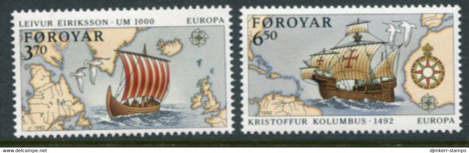 FAROE IS. 1992 Europa: Discovery Of America MNH / **.  Michel 231-32 - Islas Faeroes
